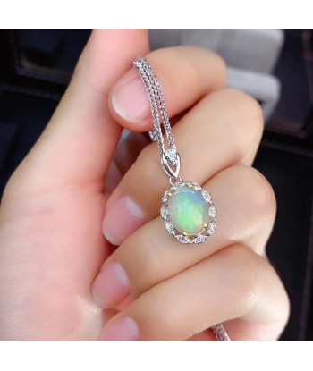 Sterling Silver Natural Opal Pendant Suit for Women Comment ça marche