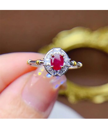 925 Silver Natural Ruby/Sapphire/Emerald Ring for Women en ligne des produits 