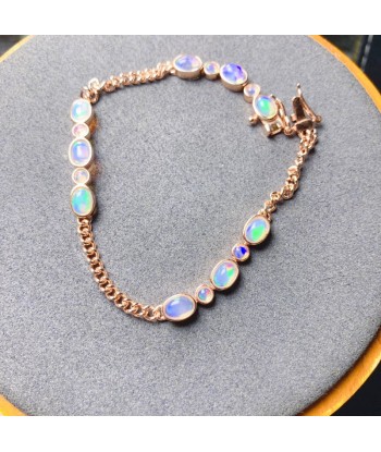 925 Sterling Silver Natural Opal Bracelet, 4-6mm and 3mm, for Women Toutes les collections ici