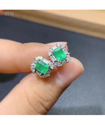 925 Sterling Silver Emerald Stud Earrings, 0.20 ctw ?? for Women shop