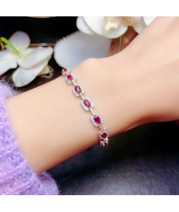 Sterling Silver Rose Gold Ruby Bracelet for Women les muscles