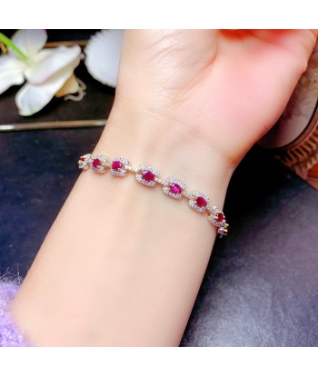 Sterling Silver Rose Gold Ruby Bracelet for Women les muscles