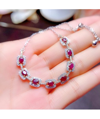 Sterling Silver Rose Gold Ruby Bracelet for Women les muscles