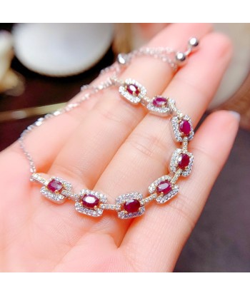 Sterling Silver Rose Gold Ruby Bracelet for Women les muscles