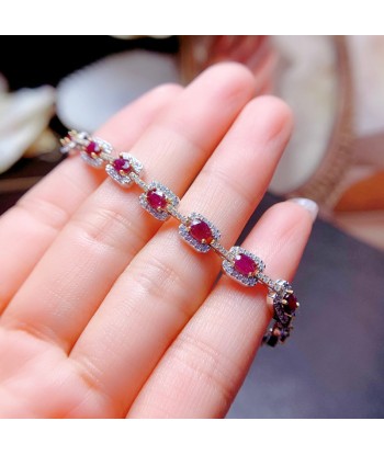 Sterling Silver Rose Gold Ruby Bracelet for Women les muscles