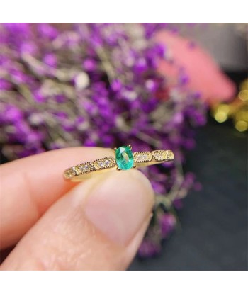 18K Yellow Gold & Sterling Silver Emerald Ring for Women À commander