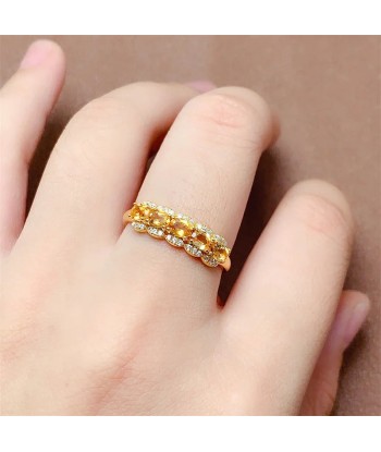 925 Sterling Silver Natural Citrine Wedding Ring for Women à prix réduit toute l'année