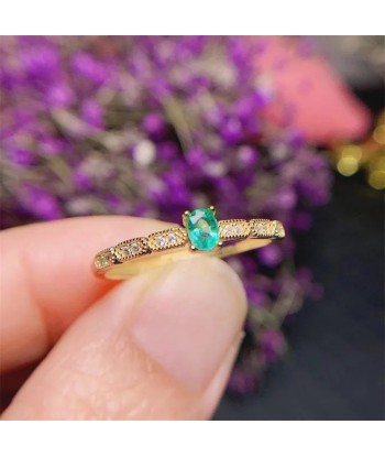 18K Yellow Gold & Sterling Silver Emerald Ring for Women À commander