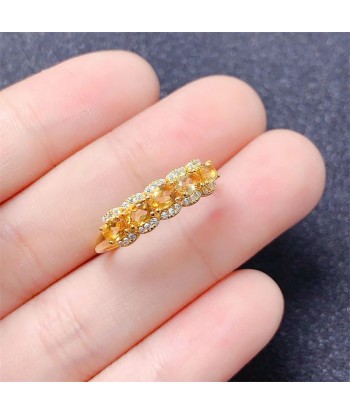 925 Sterling Silver Natural Citrine Wedding Ring for Women à prix réduit toute l'année