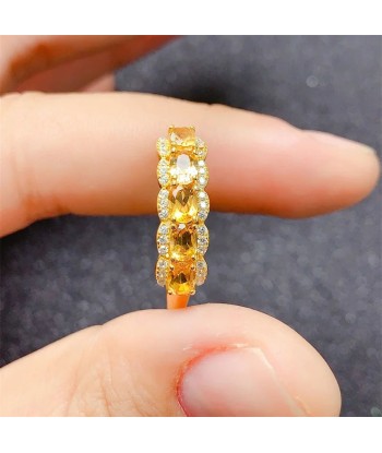 925 Sterling Silver Natural Citrine Wedding Ring for Women à prix réduit toute l'année