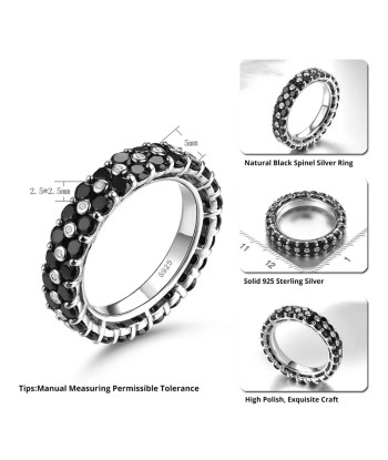 925 Silver Black Spinel Eternity Ring for Women l'évolution des habitudes 