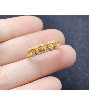 925 Sterling Silver Natural Citrine Wedding Ring for Women à prix réduit toute l'année