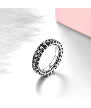 925 Silver Black Spinel Eternity Ring for Women l'évolution des habitudes 