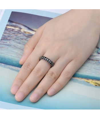 925 Silver Black Spinel Eternity Ring for Women l'évolution des habitudes 