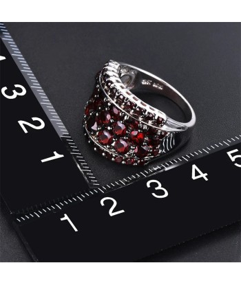 Sterling Silver Garnet Ring Red Garnet for Women du meilleur 