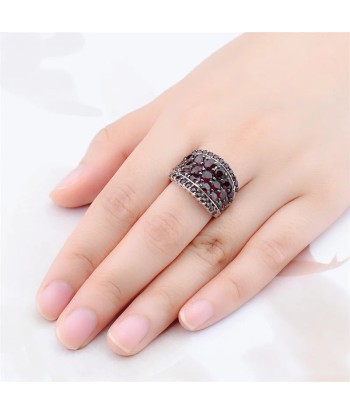 Sterling Silver Garnet Ring Red Garnet for Women du meilleur 