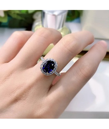 925 Silver Sapphire Blue Topaz Ruby Wedding Ring for Women vous aussi creer 