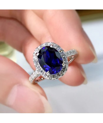 925 Silver Sapphire Blue Topaz Ruby Wedding Ring for Women vous aussi creer 