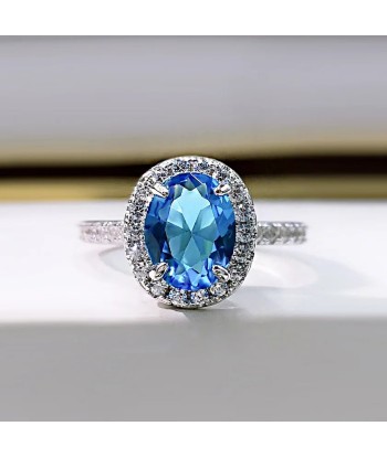 925 Silver Sapphire Blue Topaz Ruby Wedding Ring for Women vous aussi creer 