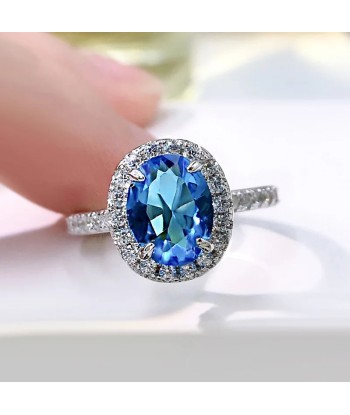 925 Silver Sapphire Blue Topaz Ruby Wedding Ring for Women vous aussi creer 