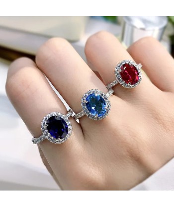 925 Silver Sapphire Blue Topaz Ruby Wedding Ring for Women vous aussi creer 