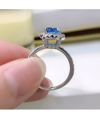 925 Silver Sapphire Blue Topaz Ruby Wedding Ring for Women vous aussi creer 