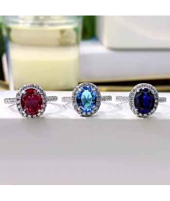 925 Silver Sapphire Blue Topaz Ruby Wedding Ring for Women vous aussi creer 