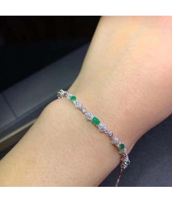 Sterling Silver Natural Green Emerald Bracelets for Women Jusqu'à 80% De Réduction