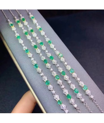 Sterling Silver Natural Green Emerald Bracelets for Women Jusqu'à 80% De Réduction