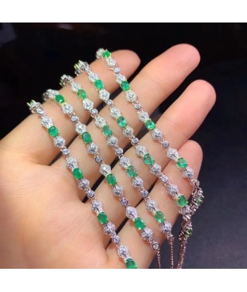 Sterling Silver Natural Green Emerald Bracelets for Women Jusqu'à 80% De Réduction