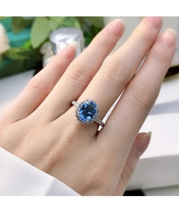 925 Silver Sapphire Blue Topaz Ruby Wedding Ring for Women vous aussi creer 