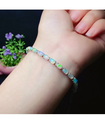 925 Silver Gold Plated Natural Opal Bracelet for Women Découvrez la collection