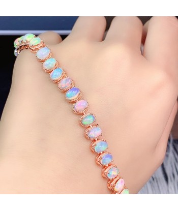 Sterling Silver Natural Opal Bracelet, 4x6mm Opals for Women l'évolution des habitudes 