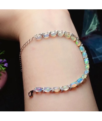 925 Silver Gold Plated Natural Opal Bracelet for Women Découvrez la collection