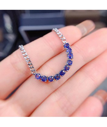 925 Silver Dark Blue Sapphire Gemstone Bracelet for Women Voir les baskets