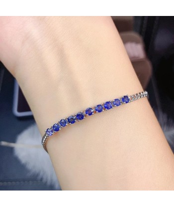 925 Silver Dark Blue Sapphire Gemstone Bracelet for Women Voir les baskets