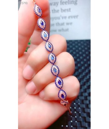 925 Sterling Silver Natural Sapphire Gemstone Bracelet. for Women Découvrez la collection