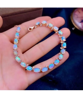 925 Silver Gold Plated Natural Opal Bracelet for Women Découvrez la collection