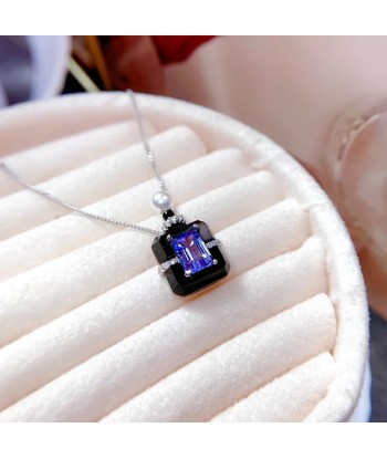 925 Silver Tanzanite Pendant Necklace - 5x7mm Natural Tanzanite, 3 Layers 18K Gold Plating for Women les muscles