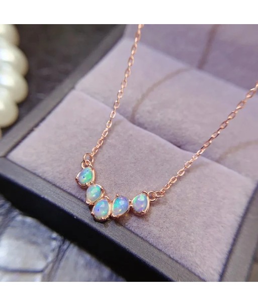 925 Silver Natural Opal Pendant Necklace for Women Les êtres humains sont 