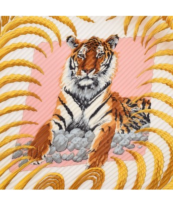 HERMES Hermes pleats scarf muffler tiger pattern light pink ladies 100% silk 2 - 3 jours ouvrés.