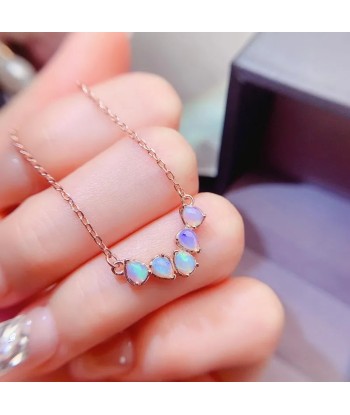 925 Silver Natural Opal Pendant Necklace for Women Les êtres humains sont 