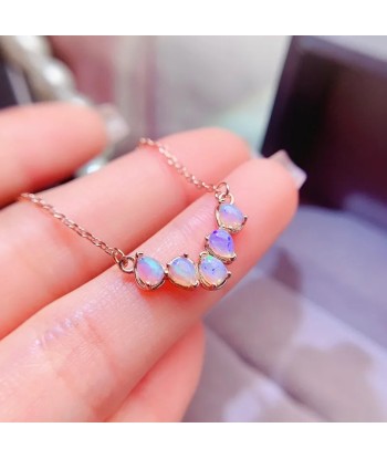 925 Silver Natural Opal Pendant Necklace for Women Les êtres humains sont 