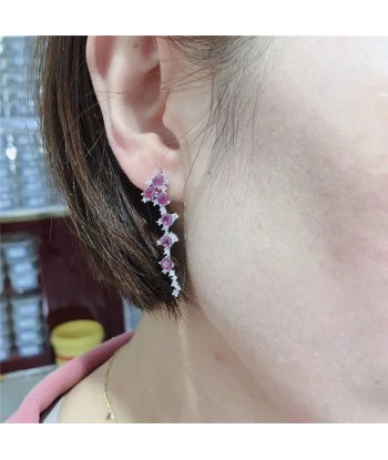 925 Sterling Silver Garnet Earrings for Women de la marque