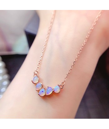 925 Silver Natural Opal Pendant Necklace for Women Les êtres humains sont 