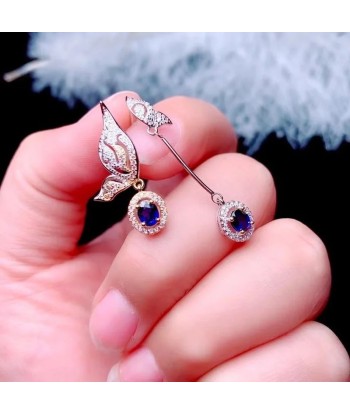 925 Sterling Silver Sapphire Drop Earrings for Women des créatures d'habitude