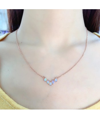 925 Silver Natural Opal Pendant Necklace for Women Les êtres humains sont 