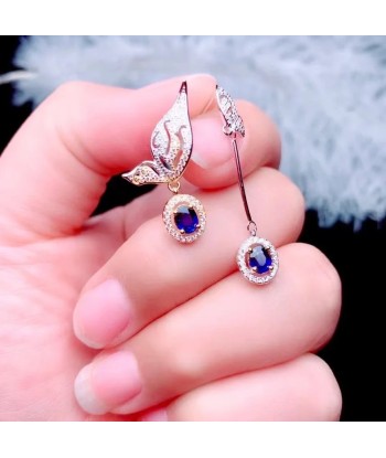 925 Sterling Silver Sapphire Drop Earrings for Women des créatures d'habitude