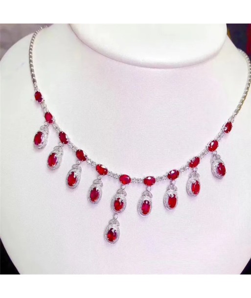 Sterling Silver Ruby Necklace, 21 Pieces, 925 Silver for Women l'évolution des habitudes 