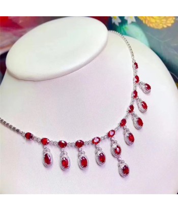 Sterling Silver Ruby Necklace, 21 Pieces, 925 Silver for Women l'évolution des habitudes 